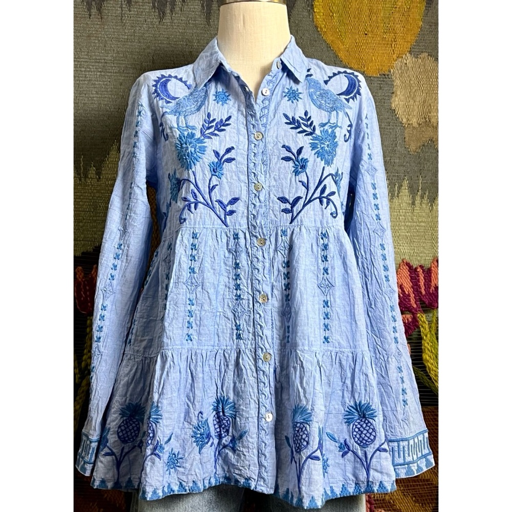 Johnny Was Tarra Whimsical Tunic Top XS